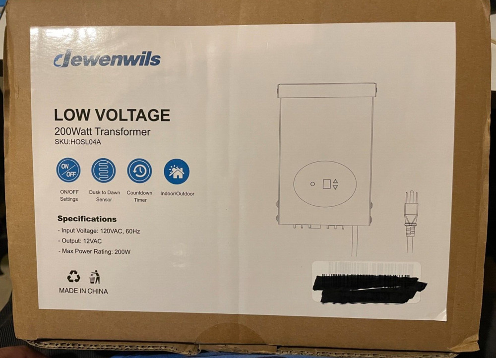 Dewenwils HOSL04A Black Low Voltage Countdown Timer 200Watt Transformer