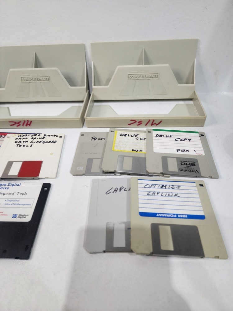 2 Computermate Floppy Disk Cases & 10 Misc 3.5 Floppy Disks