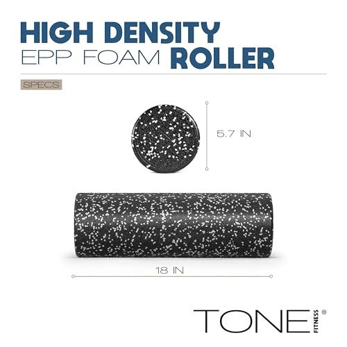 High Density EPP Foam Exercise Foam Roller for 18 Inch Black/White Speckled