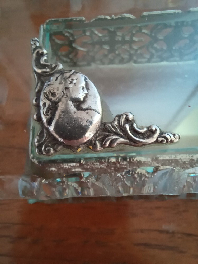 Continental glass and Filigree silver Patch/Trinket Box