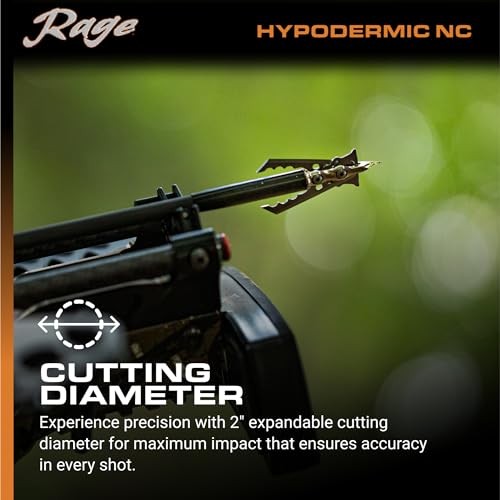 Rage Hypodermic 2-Blade Crossbow NC Broadhead, 100 Grain, Silver, 3 Pack