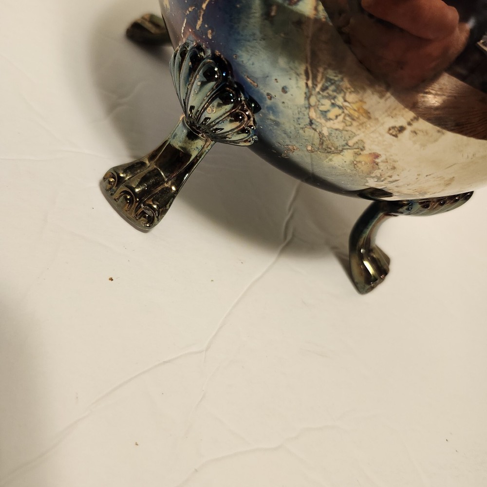 Vintage Silver Plated Copper Pitcher W/ice Guard