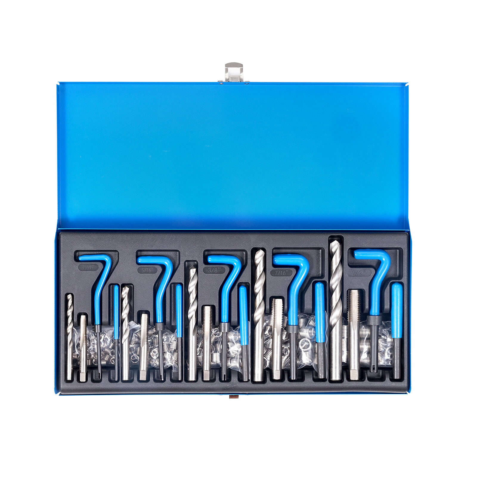 VEVOR 131 PCS Helicoil Thread Repair Kit SAE Tool 1/4 5/16 3/8 7/16 1/2 in UNC