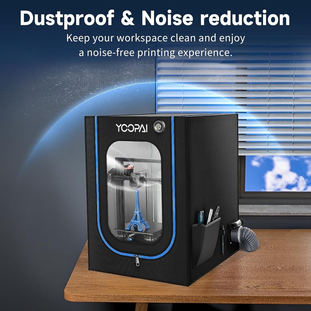 LED Illuminated 3D Printer Enclosure with Constant Temperature & Noise Isolation