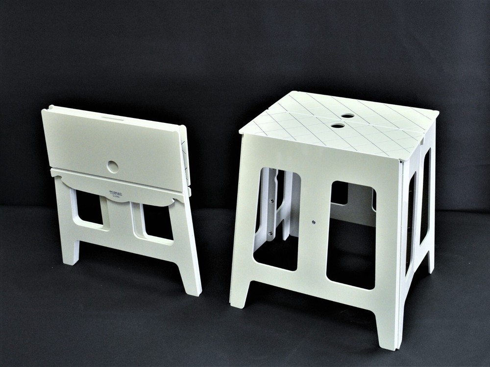 Padded portable Mini-Stool 13"/33 cm. Flat-folding compact lightweight seat/step