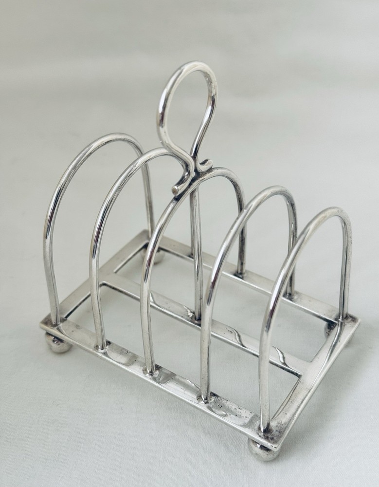Antique Edwardian Scottish Solid Sterling Silver Toast Rack Edinburgh 1908