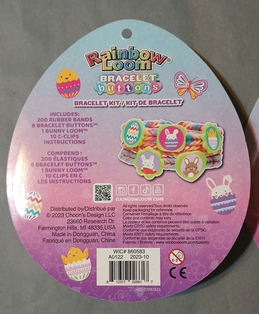 New Rainbow Loom Easter bracelet Button Kit: 220 Pcs (X2 Packs)