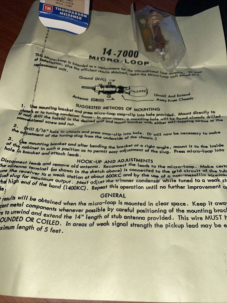 Meissner 14-7000 Adjustable Micro-Loop Oscillator Coil Iron Core NOS