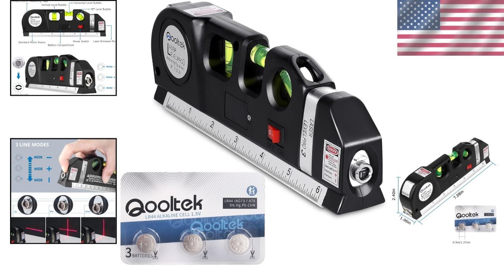 Multi-Functional Laser Level with Metric Ruler - Perfect for Hanging & Leveling