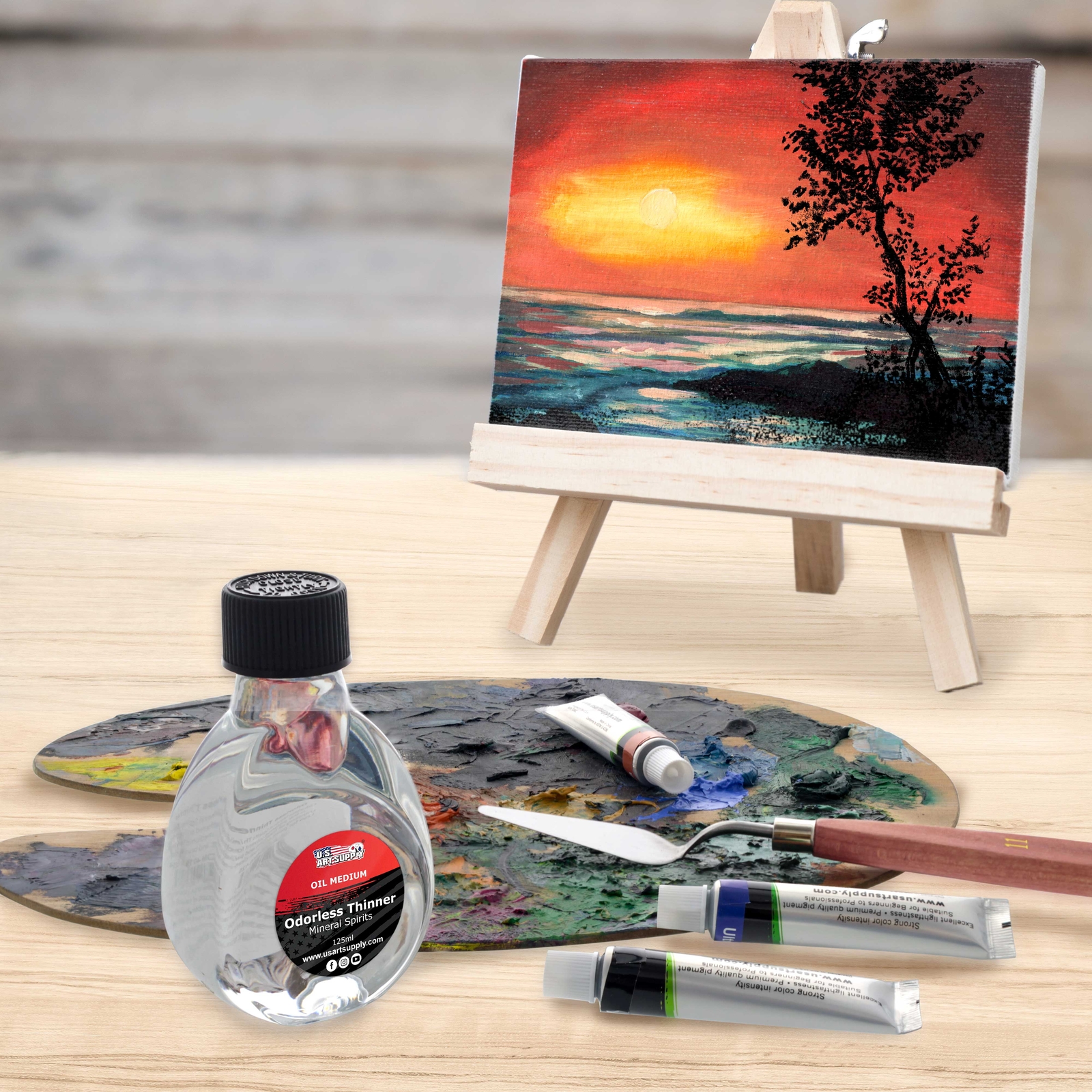 U.S. Art Supply Odorless Mineral Spirits Thinner, 125ml