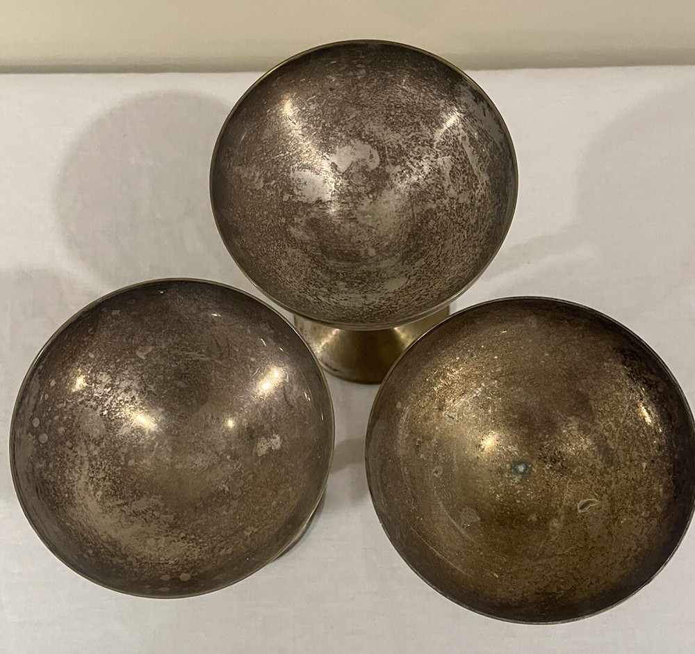 3-Vintage Valero EPB Silver Spain Gothic WEDDING GOBLETS Pedestal Champagne Cups