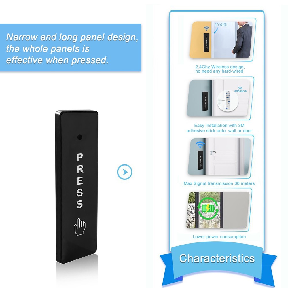 WiFi Smart&Wireless Push Buttons for Entry System, Automatic Doors Sensor Switch