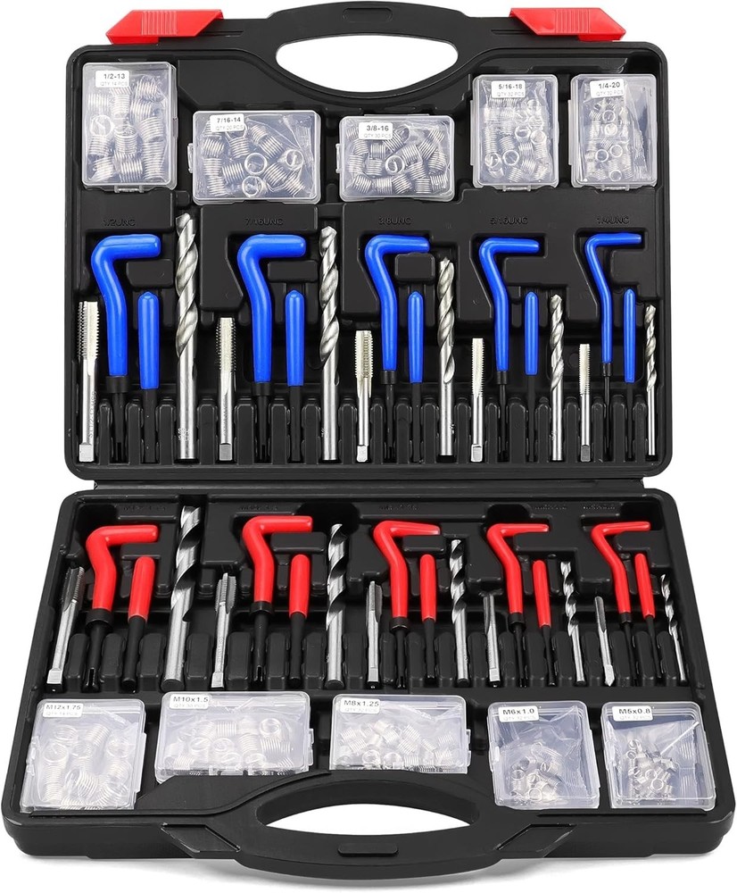 320-Piece Metric SAE Heli Coil Rethreading Insert Drill Bits Spark Plug Autom...