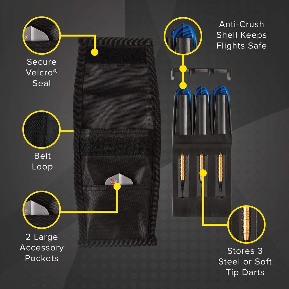 Casemaster Single Black Dart Case with Solid Plastic Insert and Flexible,