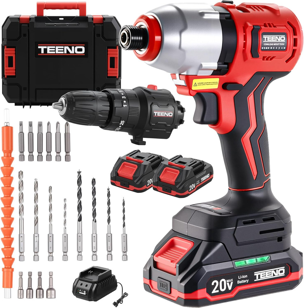 20V Brushless Cordless Drill and Impact Driver Combo Kit, 2-In-1 Interchangeable