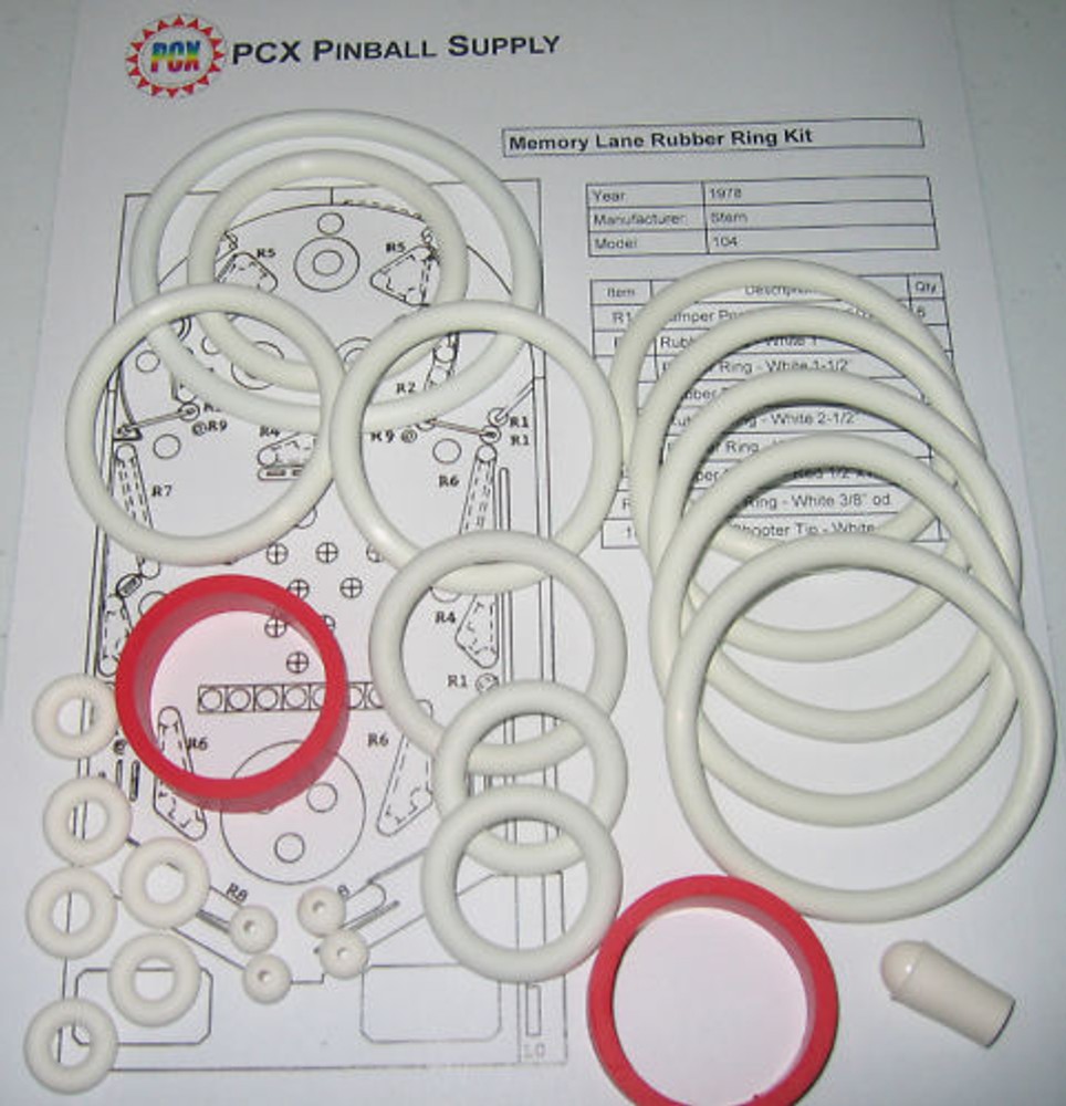 1978 Stern Memory Lane Pinball Machine Rubber Ring Kit