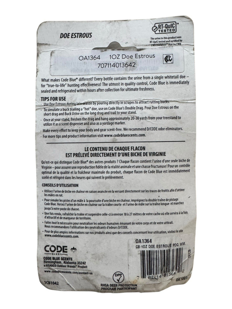 Code Blue 100% Pure Doe Estrous - 1 oz - OA1364
