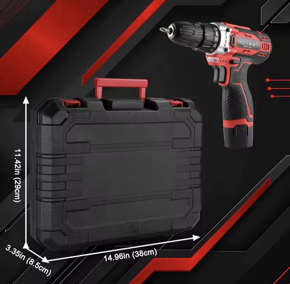 12V Brushless Cordless Drill/Driver Set, Battery, Hand Tools, Accessories, Case