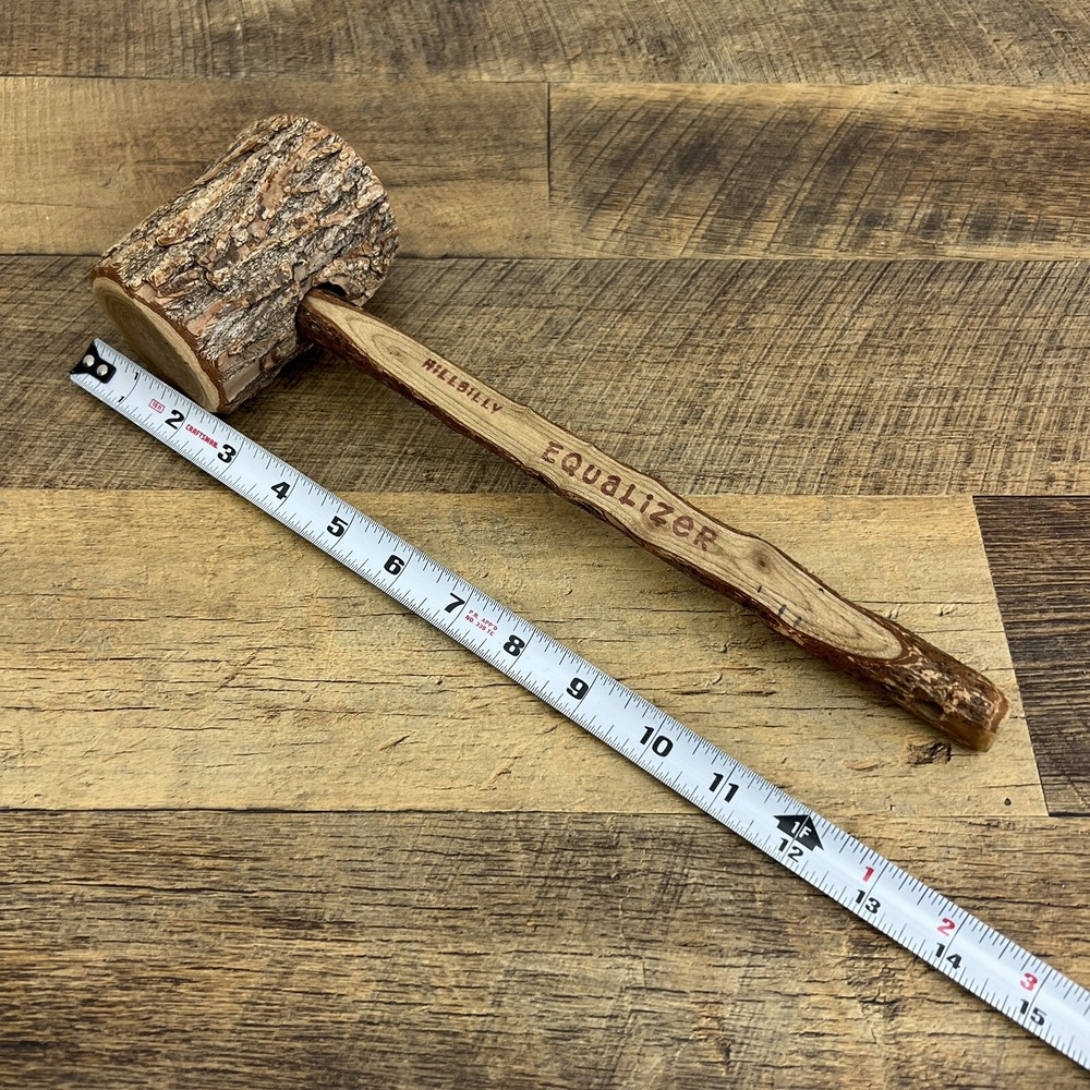 Funny Gift “Hillbilly Equalizer” Wooden Mallet Hammer Tool Home Decor