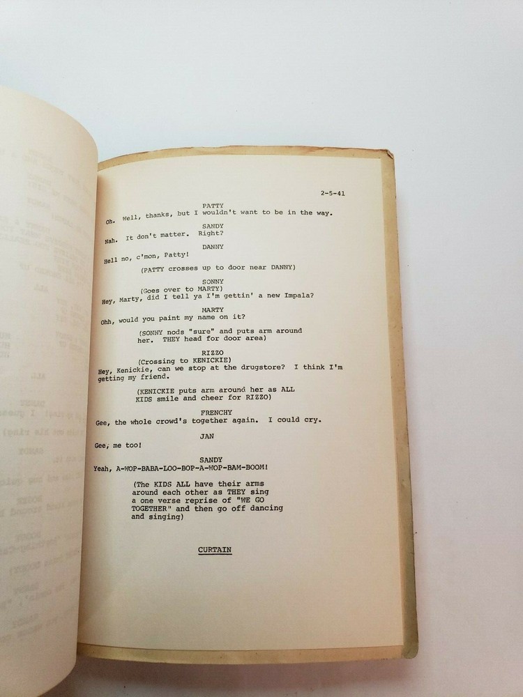 GREASE / Jim Jacobs & Warren Casey 1970 Original Broadway Musical Script