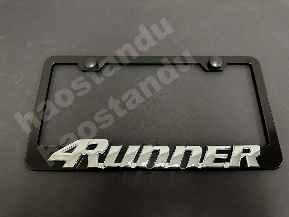 1x For4Runner 3D Emblem BLACK Stainless License Plate Frame RUST FREE