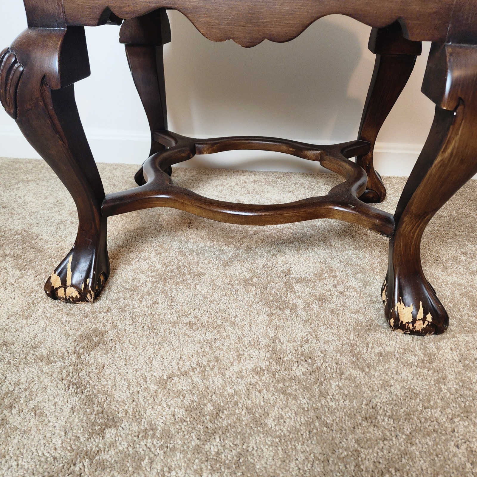 Vintage Pair of Georgian Style Walnut Foot Stools Mid-Century Vintage 1960–1970s