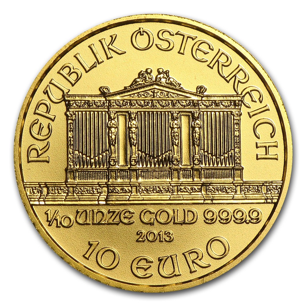 2013 Austria 1/10 oz Gold Philharmonic BU
