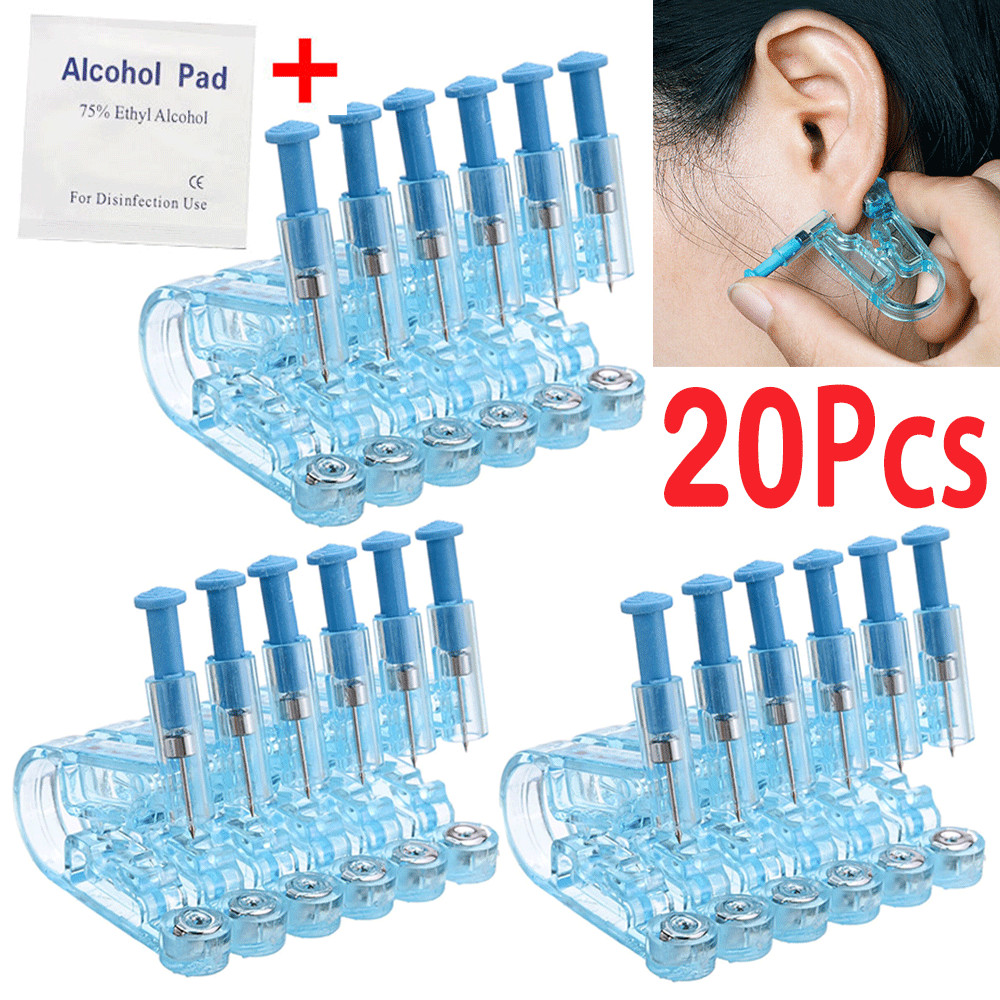 20X Disposable Ear Studs Piercing Quickly Gun Ear Stud Unit Piercer Tool #LI