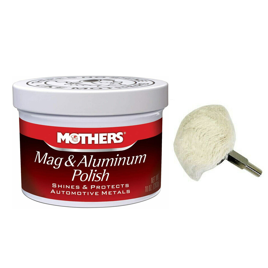5oz Mothers Mag And Aluminium Alloy Wheel Rim Car Metal Polish w/ Drill Buff