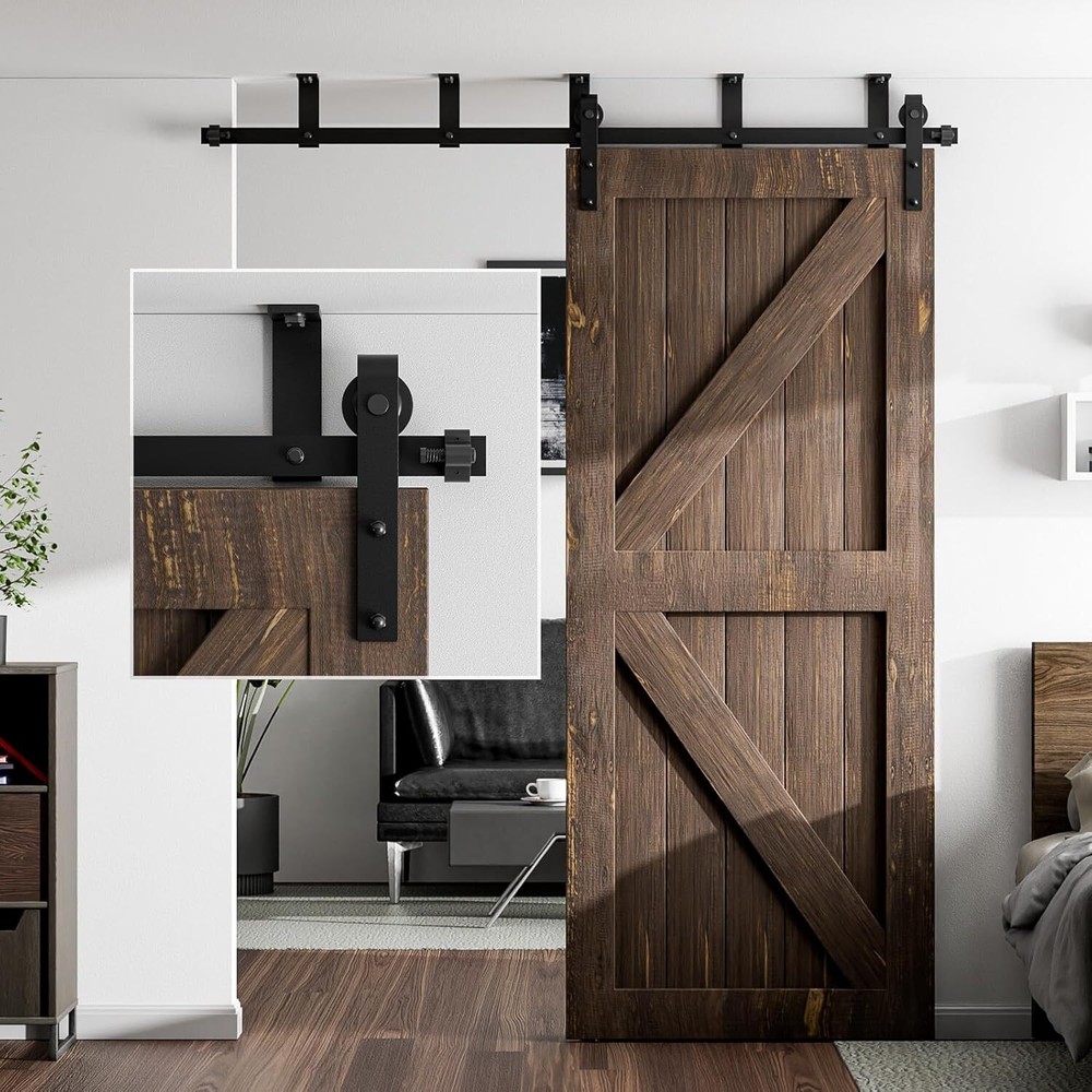8FT Ceiling Mount Bracket Sliding Barn Door Hardware Track Kit Single Door