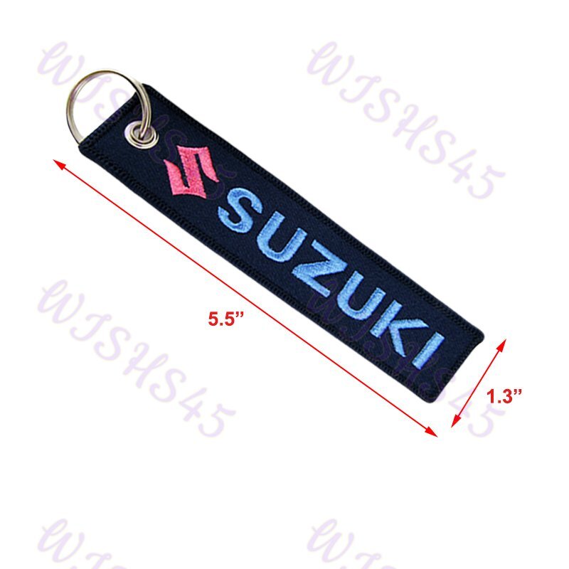 For SUZUKI DOUBLE SIDED EMBROIDERED KEY TAG KEYCHAIN CELL HOLDERS KEY RING X2