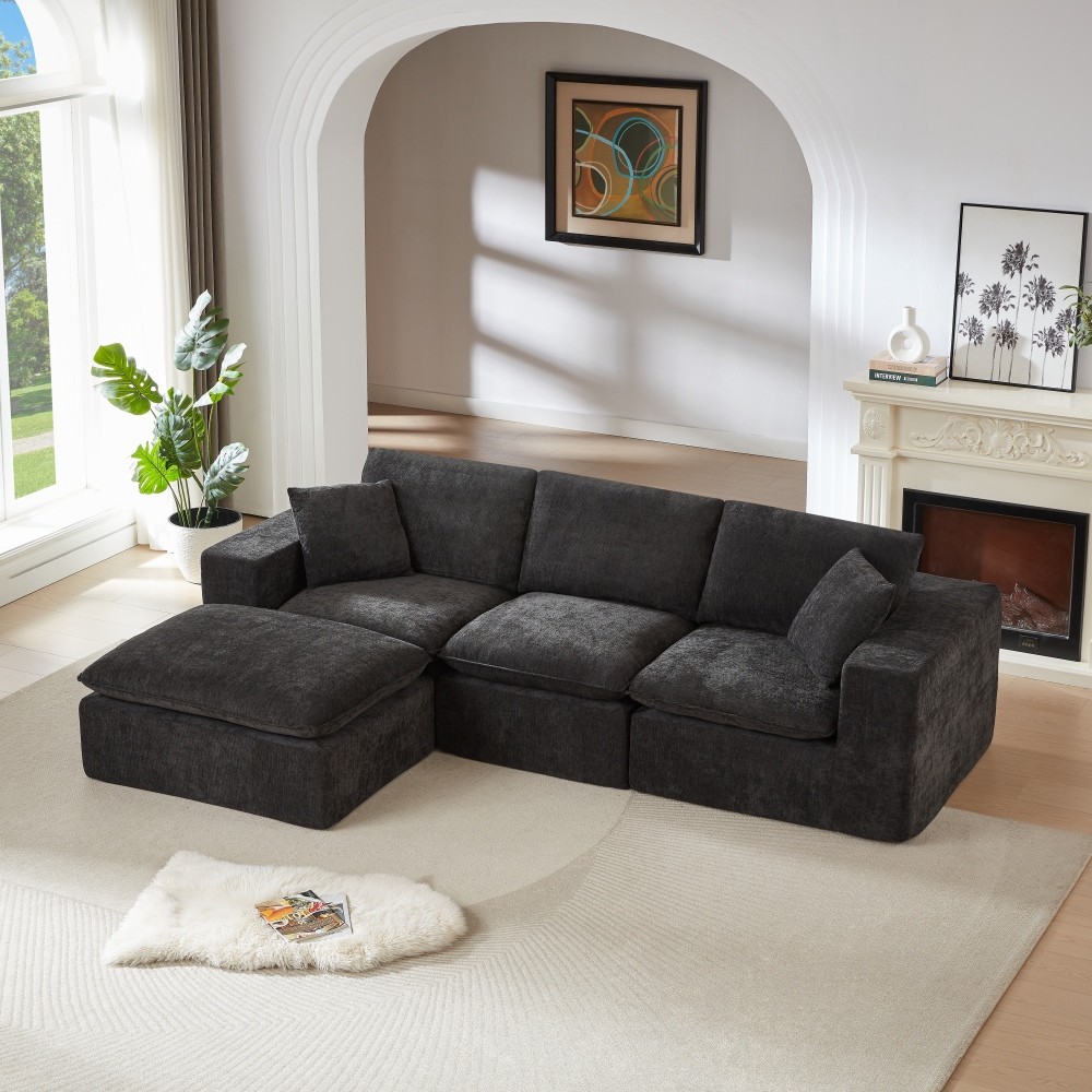 Modern Cloud Sofa w/ Chenille Fabric, Comfortable Seat, Freely Combinable