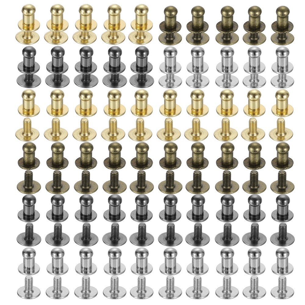 4mm Ball Head Stud Rivets Screw Back, 100Pack Button Nipple Rivet, 4 Colors