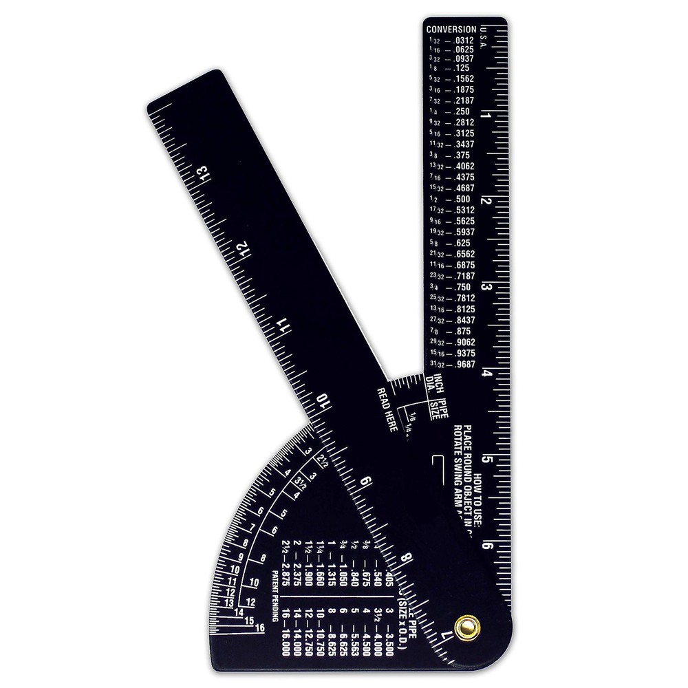 Pipe Caliper / Diameter and Ruler - Fractional – Black Anodized
