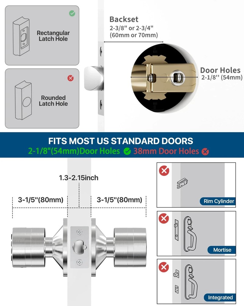 Door Knob with Keypad, Door Lock with Code, Keyless Entry Keypad Door Locks w...