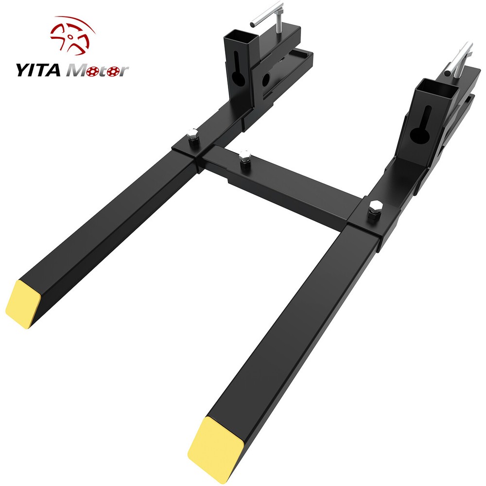 60" Pallet Fork w/ Stabilizer Bar Skid Steer Loader Quick Attach Clamp 4000lb