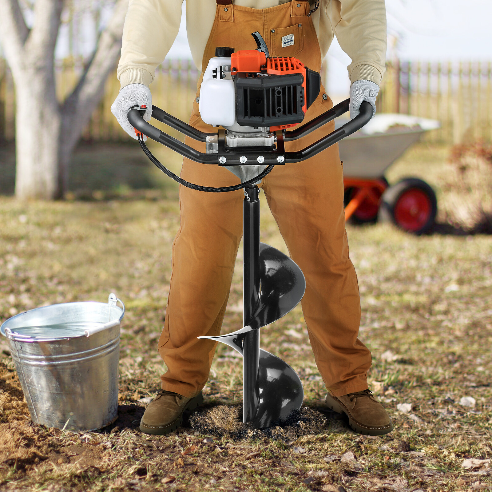 VEVOR 52cc Gas Powered Post Hole Digger with 6 in & 10 in Augers