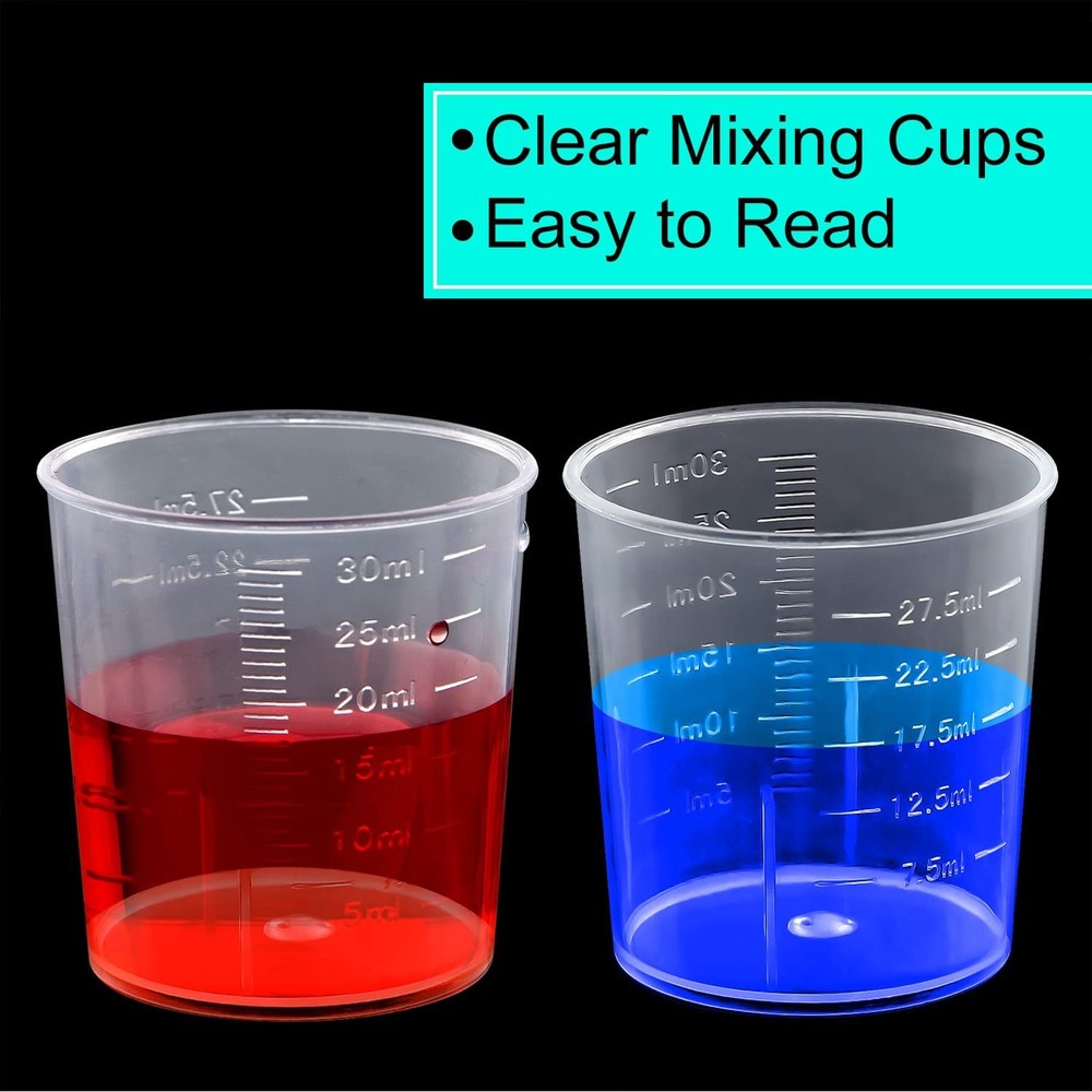 100 Pack 30ml/1oz Transparent Measuring Cups Reusable Clear Plastic Graduated...