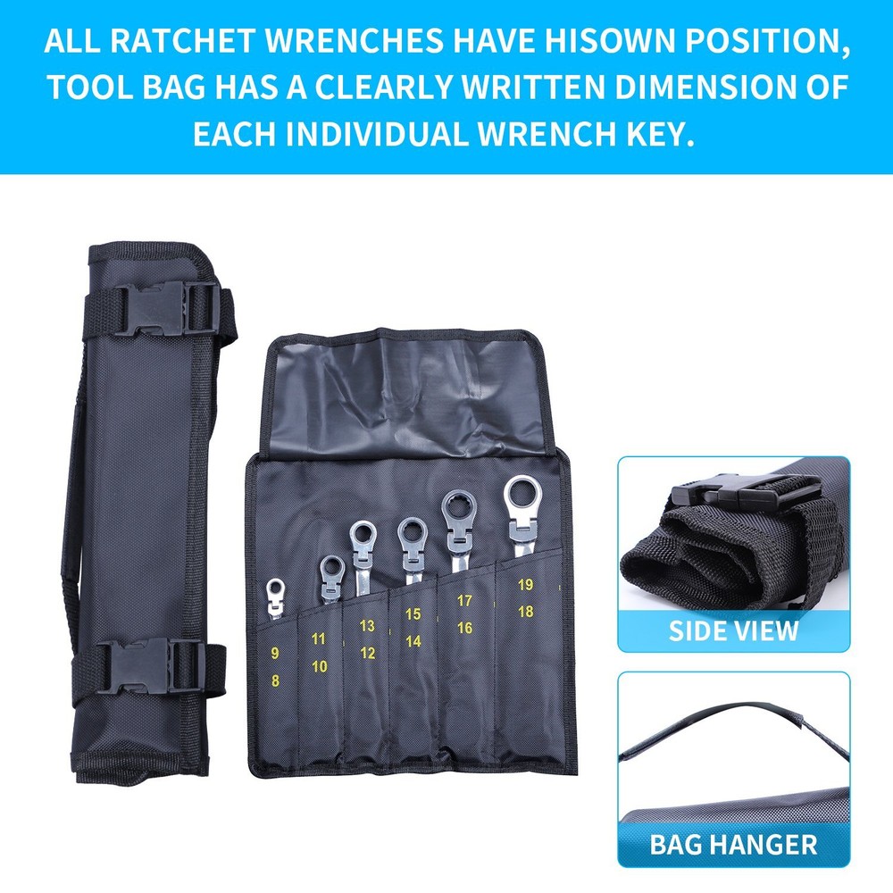 Flex-Head Double Box End Ratcheting Wrenches Extra Long Metric Universal Spanner