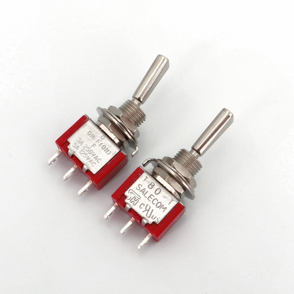 10Pcs T8014B-U Flat Handle 3Pin ON-OFF-MOM One Side Momentary Mini Toggle Switch