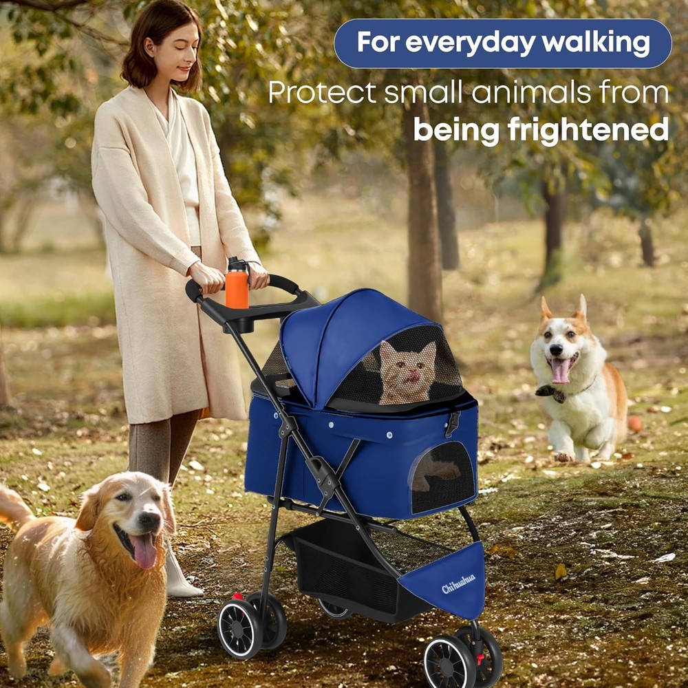 Pet Stroller,Dog Stroller Small Medium Dogs Cats,3 Wheels,Foldable,with