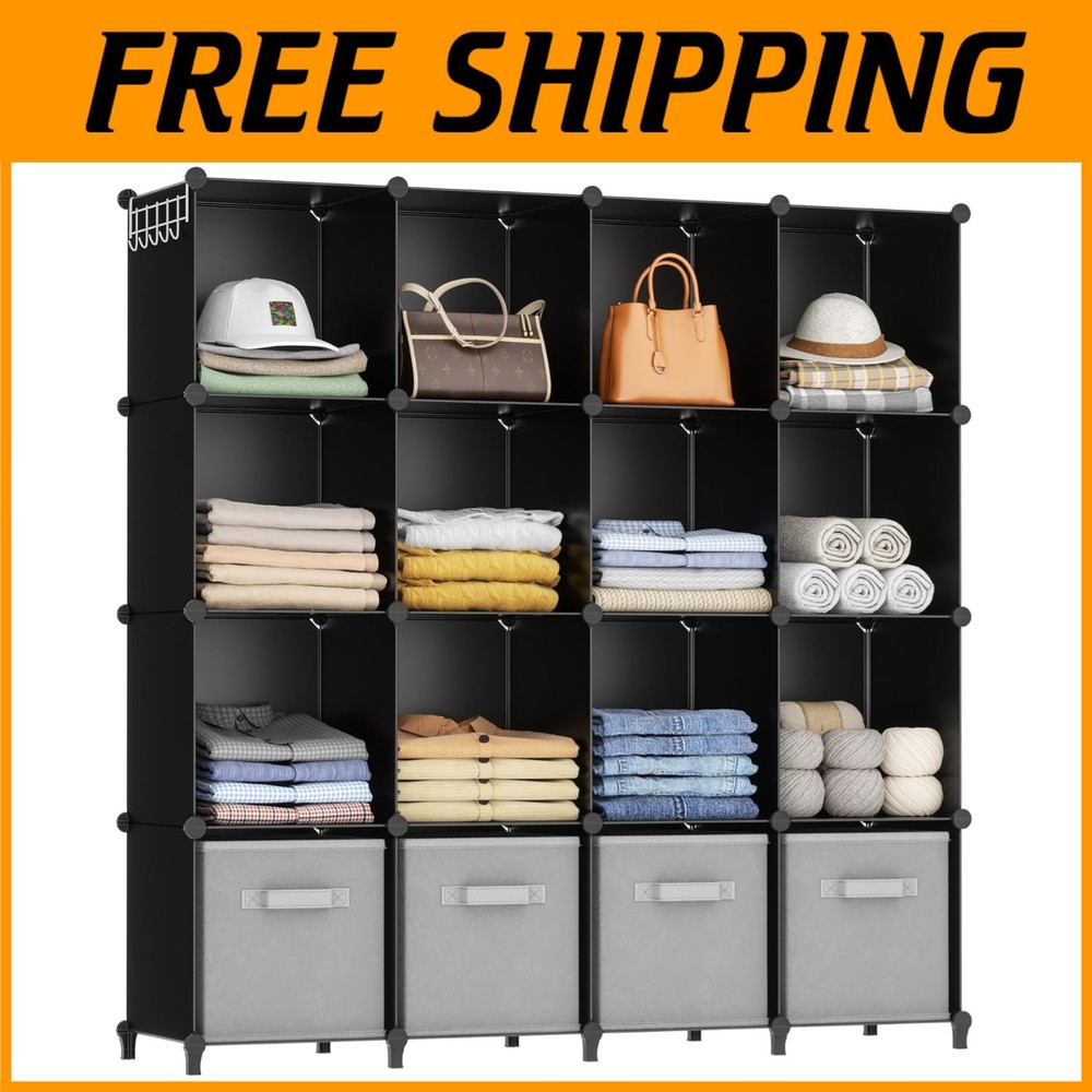 Stylish Black Cube Storage Organizer - Bedroom, Dorm, Office