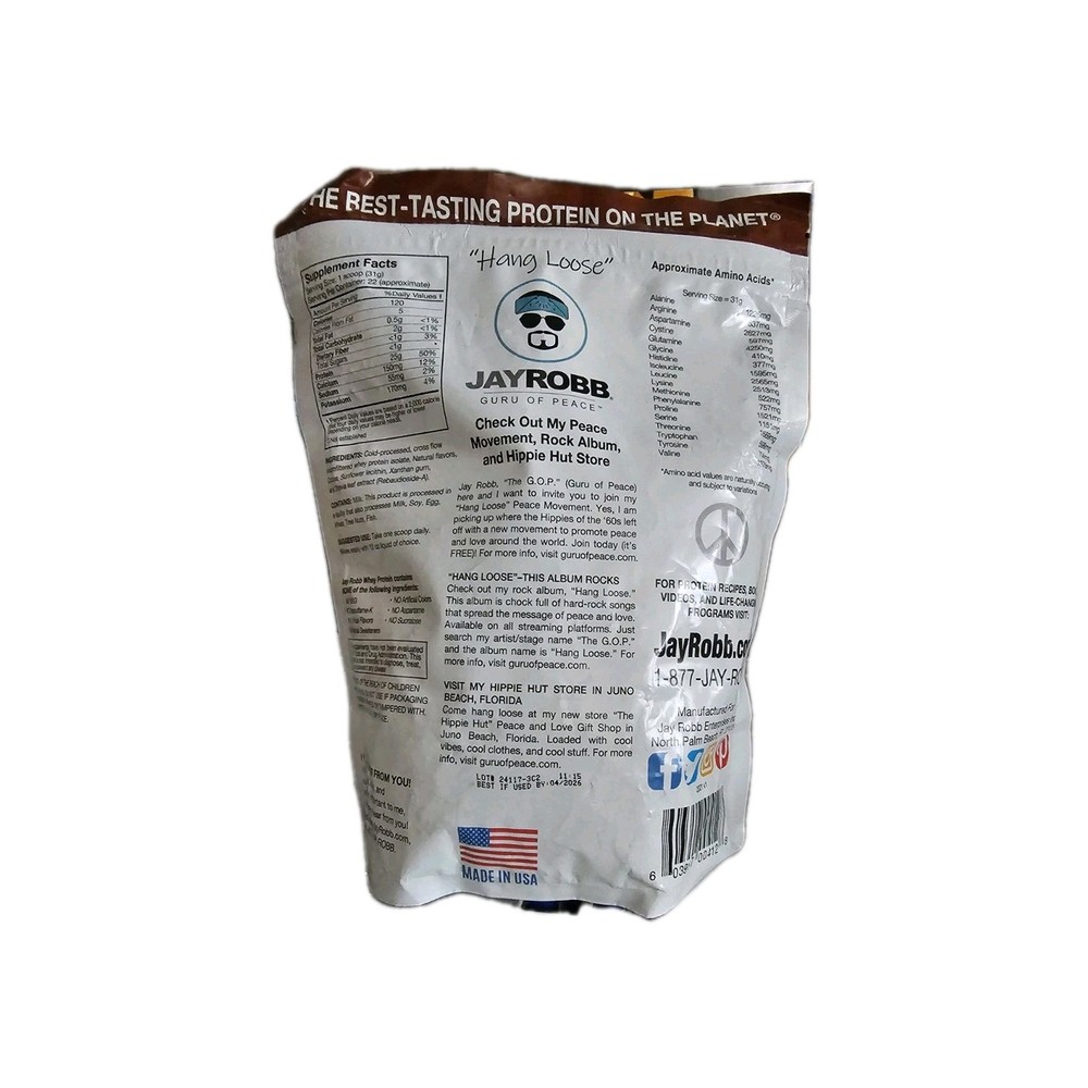 Jay Robb Whey Protein Isolate Chocolate Flavored Exp: 04/2026 Nothing Artificial