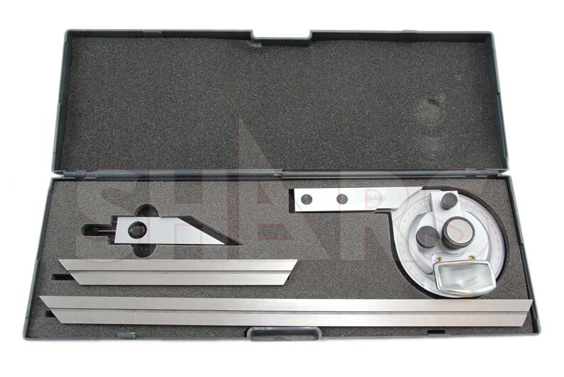 Shars 360 Universal Bevel Dial Protractor 6" 12" Blades Satin New #