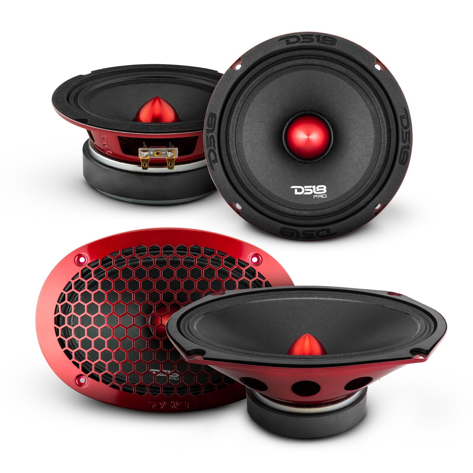 DS18 Car Speakers Bundle 2x 6.5" and 2x 6x9" Mid-Range Loudspeakers - 4 Speakers