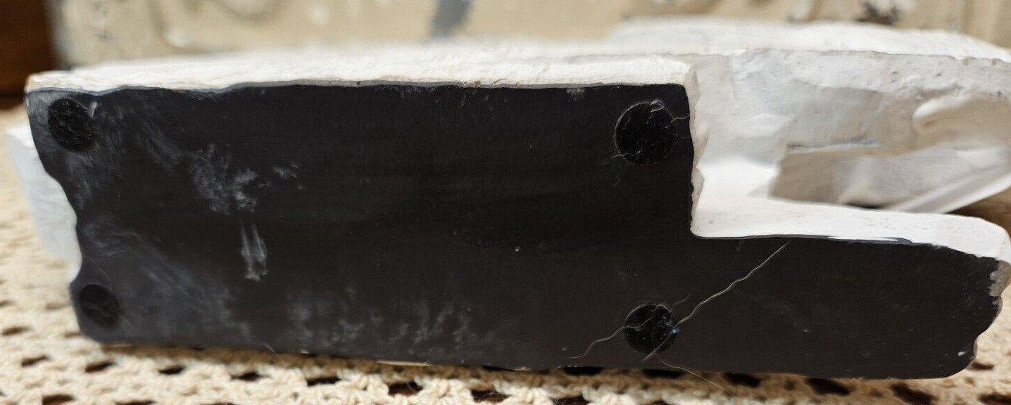 NWT Primitive White Distressed Bunny Rabbit Easter Spring Decor Carved Wood Look