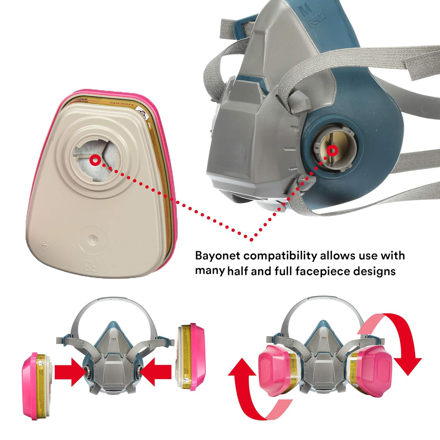 1 Pair 60926 Multi Gas Vapor P100 Replacement Respirator Protection Cartridge US