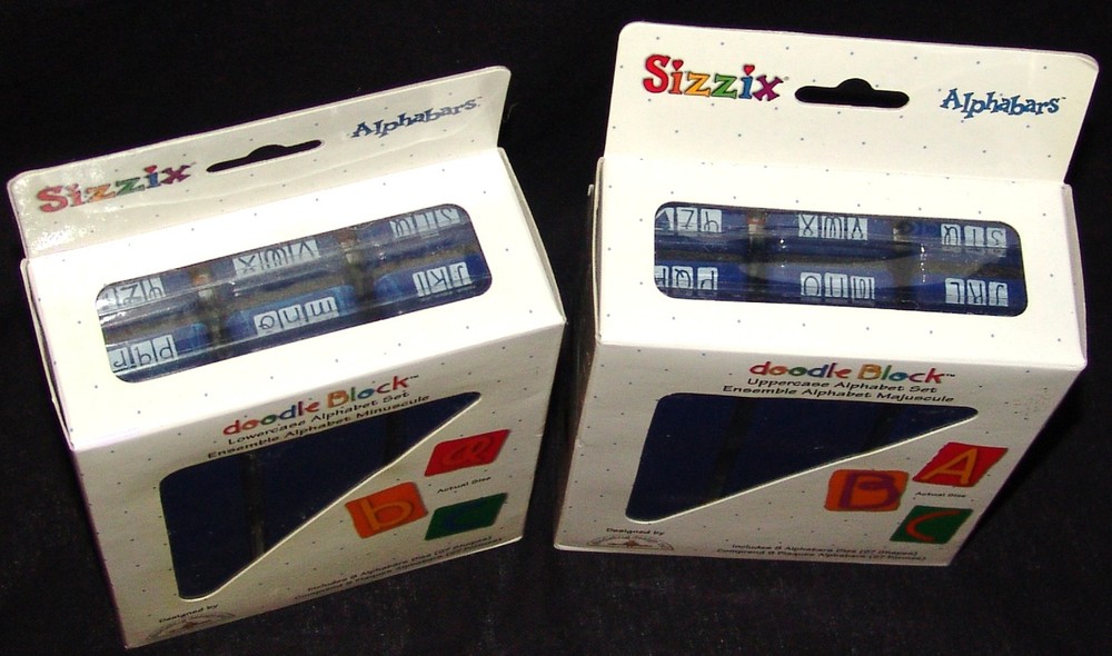 2 NEW Sizzix Alphabars Alphabet Die Sets: DOODLE BLOCK, Upper and Lower Case