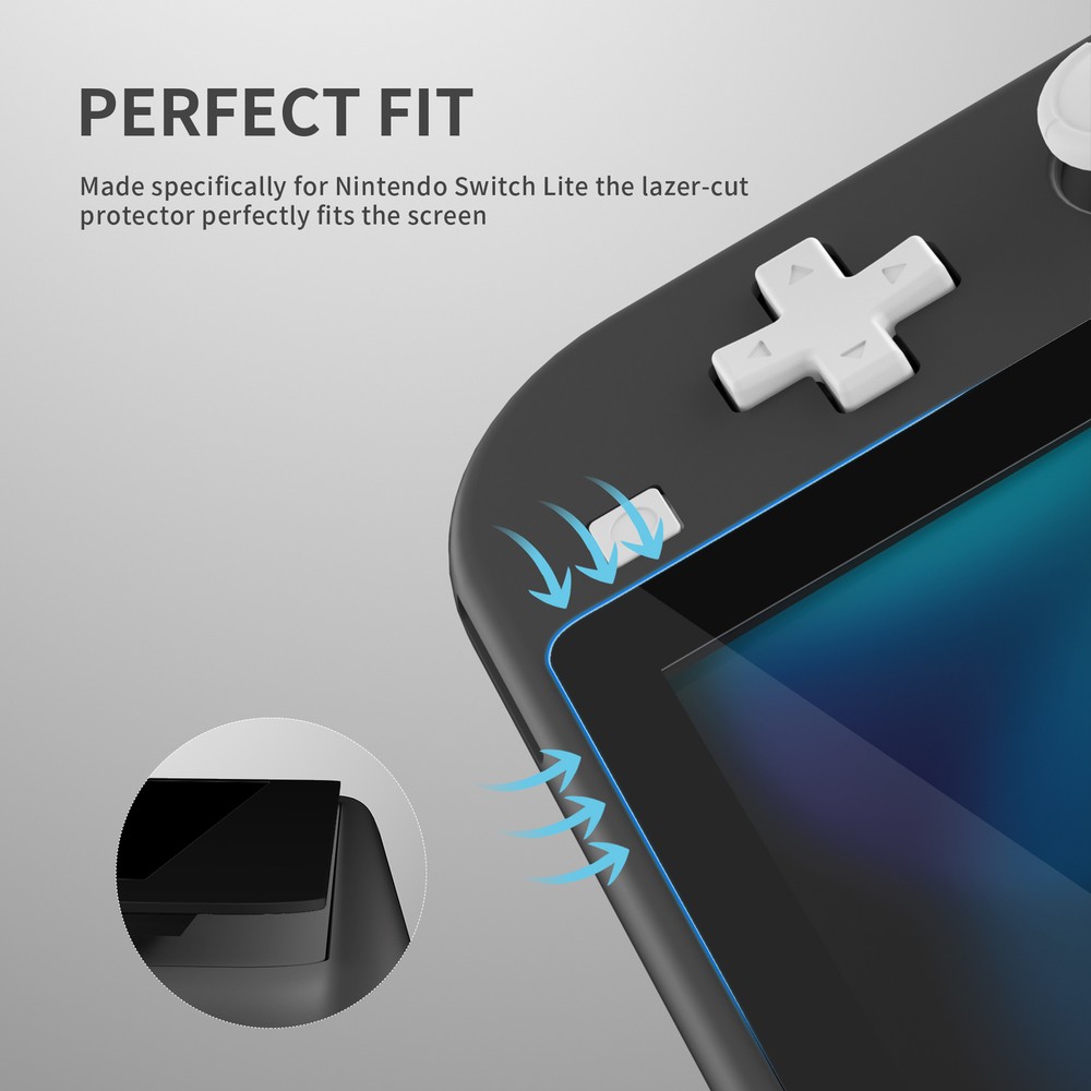 2-Pack Tempered Glass Screen Protector for Nintendo Switch Lite 6 Colors Border