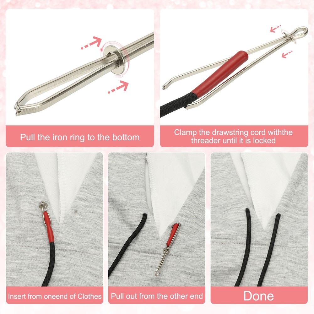 2pcs, 53inch Drawstring Cords Hoodie String with Easy Threader Bright Red